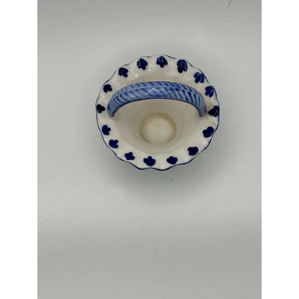 Vintage 1984 Handpainted Delft Blue Miniature Ceramic Basket Windmill DALC